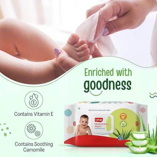 LuvLap Paraben Free Baby Wipes with Aloe Vera, with Fliptop Lid (72 Wipes/Pack, Pack of 6) LuvLap Paraben Free Baby Wipes with Aloe Vera, with Fliptop Lid (72 Wipes/Pack, Pack of 6)