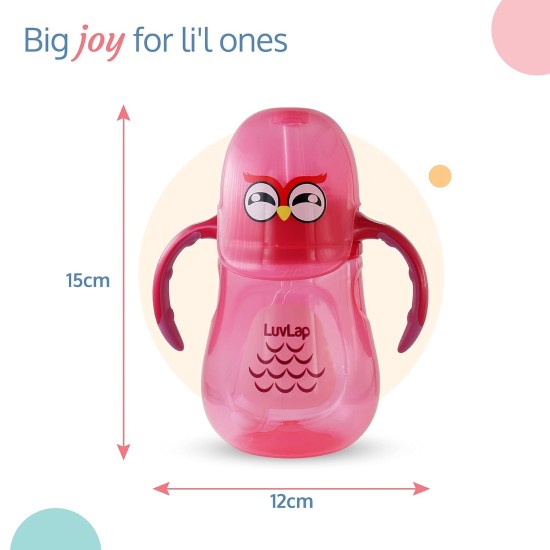 LuvLap Wise Owl for Infant/Toddler 280ml, Anti-Spill Sippy Cup with Soft Silicone Straw BPA Free, 12m+ (Pink) LuvLap Wise Owl for Infant/Toddler 280ml, Anti-Spill Sippy Cup with Soft Silicone Straw BPA Free, 12m+ (Pink)
