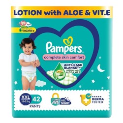 Pampers All Round Protection Pants Style Baby Diapers, Double Extra Large size (XXL) 42 Count,15-25kg, Anti-rash blanket, 360 degree Lotion with Aloe