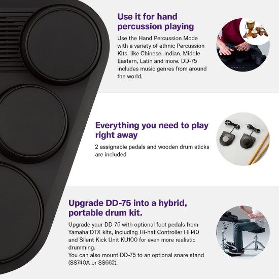 YAMAHA DD-75 Portable Digital Drums, Black