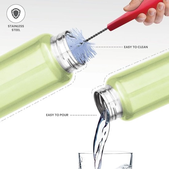 MILTON Aqua 500 Stainless Steel Water Bottle 500 ml, Single Walled, ISI Certified I Leak Proof Lid, Rust Proof I For School, Office, Gym I Light Green