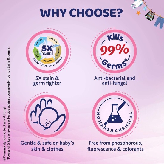 Chicco Sensitive Baby Laundry Detergent, Delicate Flowers Fragrance, 1L | Liquid Detergent for Baby Clothes | Kills 99% Barteria and Fungi | 5X Stain Fighter | Free From Harsh Chemicals & Colorants