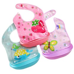 BabyGo Silicone Baby Bibs | Adjustable Neckline Feeding Apron Bibs, Detachable, Waterproof, Washable, BPA-Free & Reusable Soft Silicone Bibs for Infants & Toddlers | Set of 3