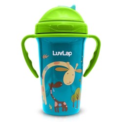 LuvLap Tiny Giffy Sippy Cup, Silicone Straw, BPA Free, 300 ml 18m+ (Green)
