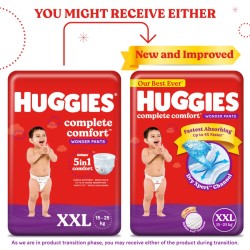 Huggies Complete Comfort Wonder Pants | Pant Style Baby Diapers XXL Size, 48 Count | India's Fastest Absorbing Diaper, Patented Dry Xpert Channel, Ideal for 15 to 25 Kgs Huggies Complete Comfort Wonder Pants | Pant Style Baby Diapers XXL Size, 48 Count | India's Fastest Absorbing Diaper, Patented Dry Xpert Channel, Ideal for 15 to 25 Kgs