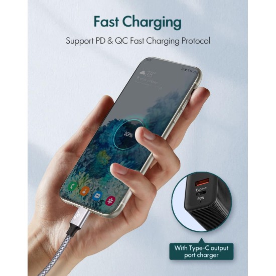 Wayona Type C To Type C Fast Charging Cable 65W/3.25A Usb C Nylon Braided Cord Compatible For Smartphone (Samsung Galaxy S22 S21 S20 Fe S10 M33 M51 M31 A73 A51 Note 20 10/Note 20 10 Plus) (1M, Grey) Wayona Type C To Type C Fast Charging Cable 65W/3.25A Usb C Nylon Braided Cord Compatible For Smartphone (Samsung Galaxy S22 S21 S20 Fe S10 M33 M51 M31 A73 A51 Note 20 10/Note 20 10 Plus) (1M, Grey)