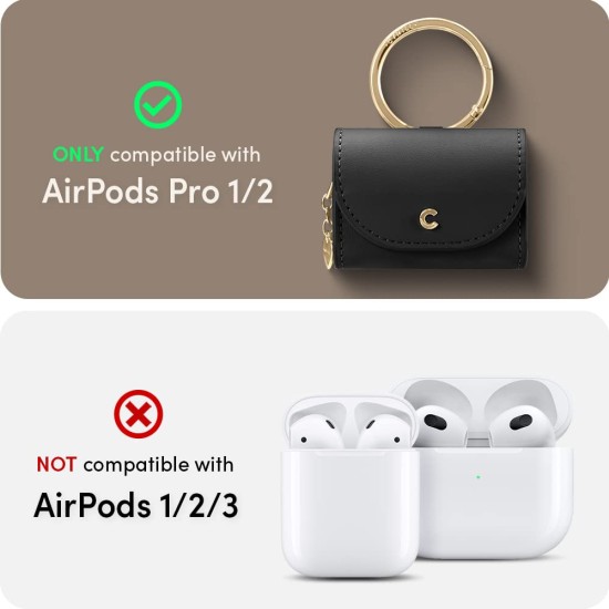 CYRILL Spigen Cyrill Mini Bag Compatible with Airpods Pro Case (2019) for Women, Cute Leather Airpods Pro1 Case Cover with Crossbody Strap - Black CYRILL Spigen Cyrill Mini Bag Compatible with Airpods Pro Case (2019) for Women, Cute Leather Airpods Pro1 Case Cover with Crossbody Strap - Black