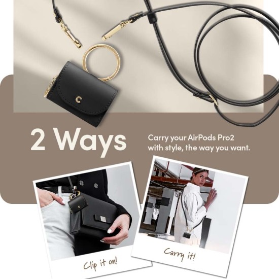 CYRILL Spigen Cyrill Mini Bag Compatible with Airpods Pro Case (2019) for Women, Cute Leather Airpods Pro1 Case Cover with Crossbody Strap - Black CYRILL Spigen Cyrill Mini Bag Compatible with Airpods Pro Case (2019) for Women, Cute Leather Airpods Pro1 Case Cover with Crossbody Strap - Black