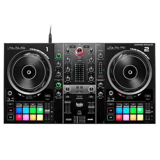 Hercules DJ Control Inpulse 500: 2-Deck USB DJ Mixer Controller For Serato DJ And DJUCED (Included), Black
