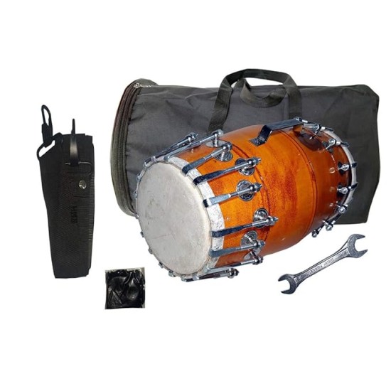 GT manufacturers Wood Dholak Musical Instrument Drum Nuts N Bolt With Tool Kit (Orange) GT manufacturers Wood Dholak Musical Instrument Drum Nuts N Bolt With Tool Kit (Orange)