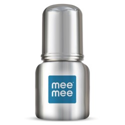 Mee Mee Baby Steel Feeding Bottle 120ml | Baby Milk Bottle with Advanced Anti Colic Valve, BPA Free, Soft Silicone Teat, Slim Neck for Babies/Infants/Newborns of 0-2 Years