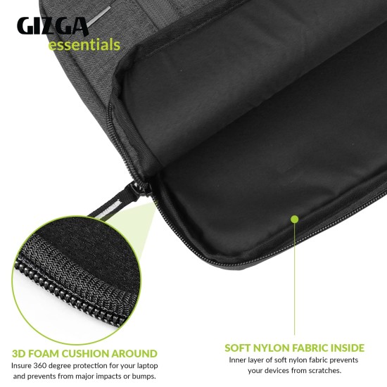 GIZGA essentials Laptop Bag Sleeve Case Cover Pouch for 15.6 Inch Laptop/MacBook, Office/College Laptop Bag for Men & Women, Side Handle, Multiple Pockets, Water Repellent, Shock Absorber, Grey GIZGA essentials Laptop Bag Sleeve Case Cover Pouch for 15.6 Inch Laptop/MacBook, Office/College Laptop Bag for Men & Women, Side Handle, Multiple Pockets, Water Repellent, Shock Absorber, Grey
