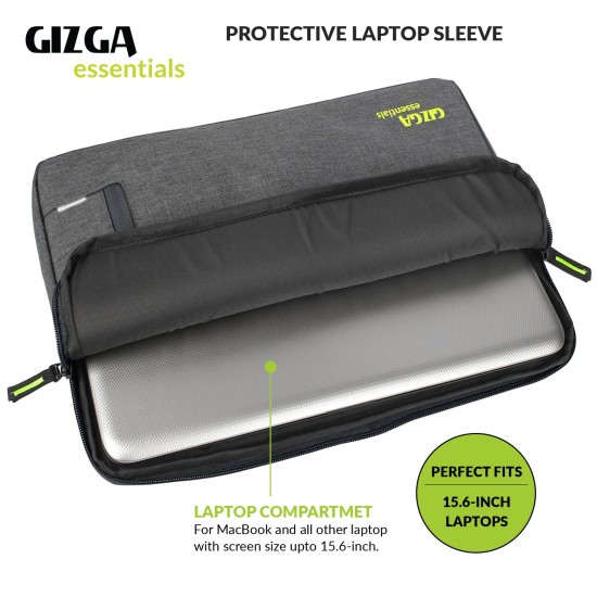 GIZGA essentials Laptop Bag Sleeve Case Cover Pouch for 15.6 Inch Laptop/MacBook, Office/College Laptop Bag for Men & Women, Side Handle, Multiple Pockets, Water Repellent, Shock Absorber, Grey GIZGA essentials Laptop Bag Sleeve Case Cover Pouch for 15.6 Inch Laptop/MacBook, Office/College Laptop Bag for Men & Women, Side Handle, Multiple Pockets, Water Repellent, Shock Absorber, Grey