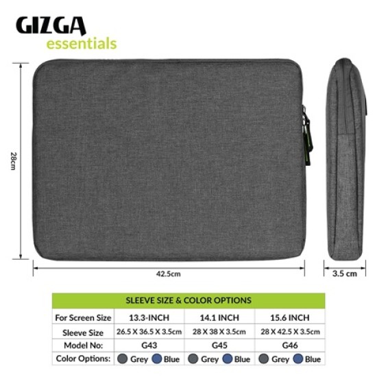GIZGA essentials Laptop Bag Sleeve Case Cover Pouch for 15.6 Inch Laptop/MacBook, Office/College Laptop Bag for Men & Women, Side Handle, Multiple Pockets, Water Repellent, Shock Absorber, Grey GIZGA essentials Laptop Bag Sleeve Case Cover Pouch for 15.6 Inch Laptop/MacBook, Office/College Laptop Bag for Men & Women, Side Handle, Multiple Pockets, Water Repellent, Shock Absorber, Grey