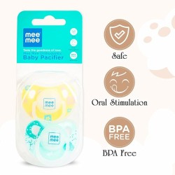 Mee Mee Baby Silicone Pacifier | Orthodontic Nipple for Oral Stimulation | Unique Shape to Support Psychological Breathing | Soother for Babies | Easy to Clean | 0-18 Months (Yellow/Green) Mee Mee Baby Silicone Pacifier | Orthodontic Nipple for Oral Stimulation | Unique Shape to Support Psychological Breathing | Soother for Babies | Easy to Clean | 0-18 Months (Yellow/Green)