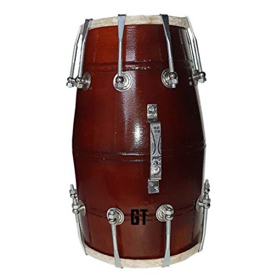 GT manufacturers Wood Dholak Musical Instrument Drum Nuts N Bolt Dholak-Brown GT manufacturers Wood Dholak Musical Instrument Drum Nuts N Bolt Dholak-Brown