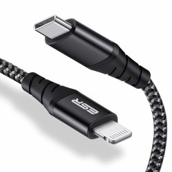 ESR USB C to Lightning Cable, 10ft Nylon MFi Certified Fast Charging Cable Compatible with iPhone 14/14 Plus/14 Pro/14 Pro Maxet Series 13/12/11/SE/XR/XS/X/8, iPad 9/8/7/Air 3, Black