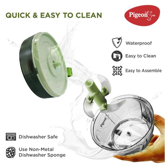 Pigeon Large Handy and Compact Chopper with 3 Blades for effortlessly Chopping Vegetables and Fruits (Multicolor, 650 ml, 14516)