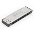Juarez JRZ10HM Key C Diatonic Blues Harmonica 10 Hole 20 Tones with Case, Mouth Organ for Beginners, Students, Kids & Professionals, Silver