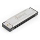 Juarez JRZ10HM Key C Diatonic Blues Harmonica 10 Hole 20 Tones with Case, Mouth Organ for Beginners, Students, Kids & Professionals, Silver