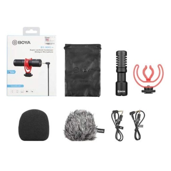 Boya by-Mm1+ Super-Cardioid Shotgun USB Microphone with Real Time Monitoring Compatible with iPhone/Android Smartphones,DSLR Cameras Camcorders for Live Streaming Audio Recording,Black