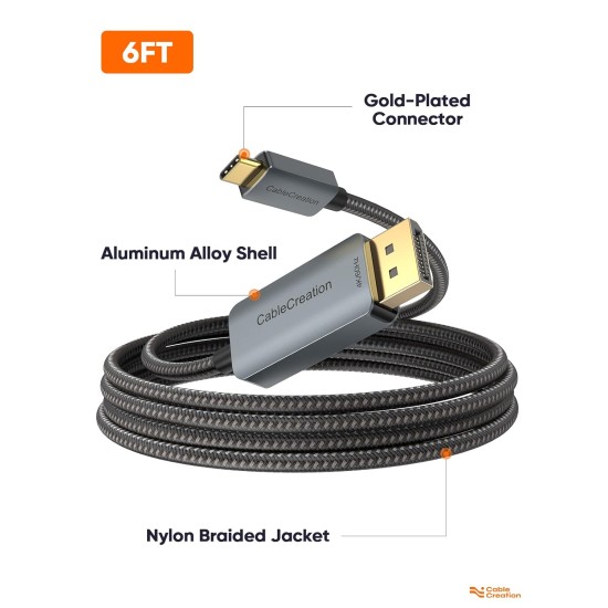 CableCreation 6FT USB C to Display Port Cable 4K@60Hz, 2K@165Hz, 2K@144Hz, to DP Cable Thunderbolt 3 Compatible with MacBook Pro/Air, iMac, iPad Pro 2020, Galaxy S22 Ultra/S20/S10, Aluminum, Grey CableCreation 6FT USB C to Display Port Cable 4K@60Hz, 2K@165Hz, 2K@144Hz, to DP Cable Thunderbolt 3 Compatible with MacBook Pro/Air, iMac, iPad Pro 2020, Galaxy S22 Ultra/S20/S10, Aluminum, Grey