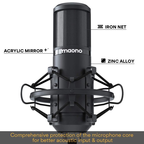 MAONO AU-PM420 USB Podcast Condenser Microphone, Computer Mic with Professional Sound Chipset for Gaming, Streaming, YouTube, Voice Over, Studio, Home Recording