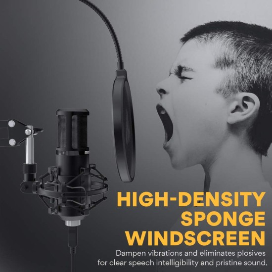 MAONO AU-PM420 USB Podcast Condenser Microphone, Computer Mic with Professional Sound Chipset for Gaming, Streaming, YouTube, Voice Over, Studio, Home Recording