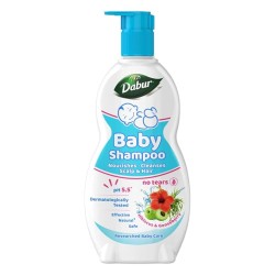 Dabur Baby Gentle Nourishing Shampoo: With No Harmful Chemicals & Tear Free Formula |Contains Aloe Vera & Gooseberry | pH balanced , Hypoallergenic & Dermatologically Tested with No Paraben & Phthalates -500 ml