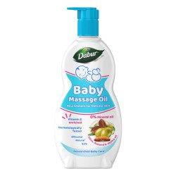 Dabur Baby Oil: Non - Sticky Baby Massage Oil with No Harmful Chemicals |Contains Jojoba , Olives & Almonds | Hypoallergenic & Dermatologically Tested with No Paraben & Phthalates - 500 ml