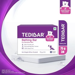 Tedibar Moisturising Baby Bathing Bar 75gx3 (Pack of 1) 100% Soap Free No. 1* Pediatrician Prescribed Moisturising Bar - By Torrent Pharma