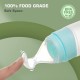 R for Rabbit First Feed Food Feeder with 90ml Capacity for 4M+ Baby, Premium Soft Silicone Food Grade BPA Free for Cereals, Infant, Kids (Blue)
