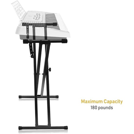 Juarez JAK200 Electronic Piano Keyboard X-Type Universal Keyboard Instrument Double-Braced X-Style Stand, Piano Keyboard Stand with Locking Straps, ASSEMBLY REQUIRED
