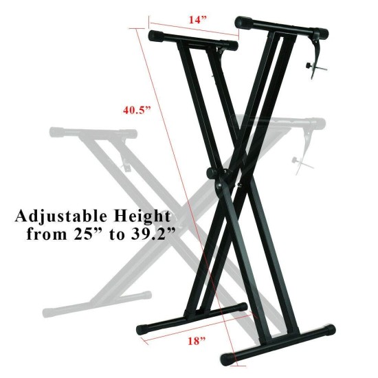 Juarez JAK200 Electronic Piano Keyboard X-Type Universal Keyboard Instrument Double-Braced X-Style Stand, Piano Keyboard Stand with Locking Straps, ASSEMBLY REQUIRED