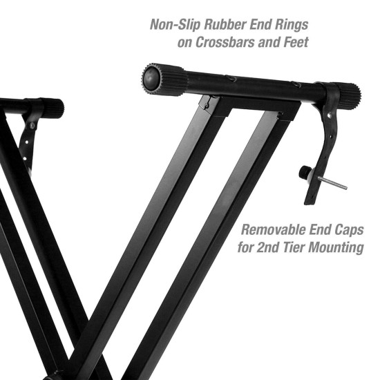 Juarez JAK200 Electronic Piano Keyboard X-Type Universal Keyboard Instrument Double-Braced X-Style Stand, Piano Keyboard Stand with Locking Straps, ASSEMBLY REQUIRED