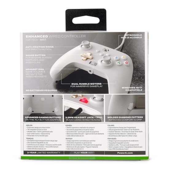 PowerA Enhanced Wired Gaming Controller for Xbox Series X/S and Xbox One, White, Mist (Officially Licensed) PowerA Enhanced Wired Gaming Controller for Xbox Series X/S and Xbox One, White, Mist (Officially Licensed)