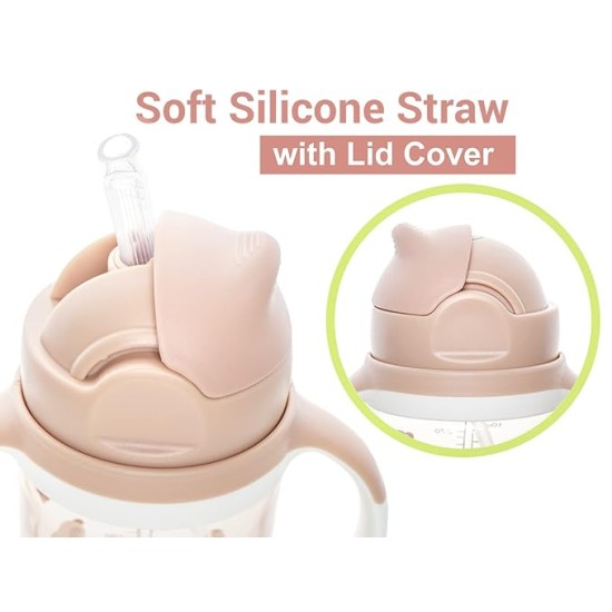 R for Rabbit Premium Bubble Baby Sipper |10 fl oz | Anti Spill Sippy Cup with Soft Silicone Straw BPA Free & Non Toxic for Baby/Kids of 9+ Months - (300 ml Beige)