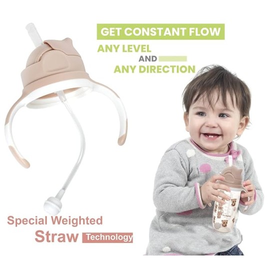 R for Rabbit Premium Bubble Baby Sipper |10 fl oz | Anti Spill Sippy Cup with Soft Silicone Straw BPA Free & Non Toxic for Baby/Kids of 9+ Months - (300 ml Beige)