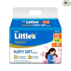 Little's Premium Baby Diapers L Size (Large) Pants Style | 9-14 kg | 30 Count - Pack of 1 | CottonSoft Baby Diaper with Leakage Guard, Wetness Indicator & 12 Hours Absorption