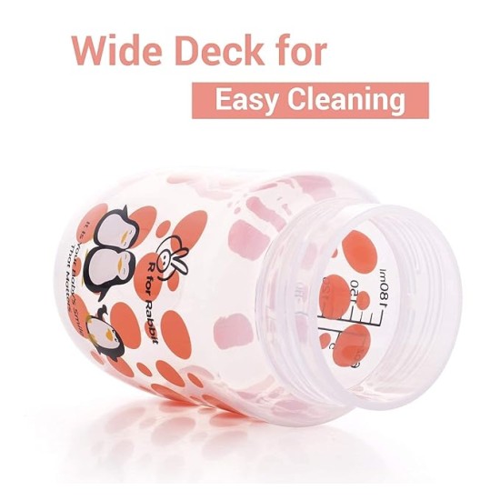 R for Rabbit Penguin Spout Sipper Cup 180 ml Bottle, PP Spout Sipper for Kids Age of 6 + Months - Orange