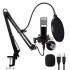 Powerpak BM-800 USB Condenser Microphone Kit for Gaming, Podcast, LiveStreaming, YouTube Recording Plug & Play with Scissor Stand Pop Filter USB Cable Foam Cap and Shock Mount (Black)