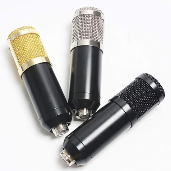 Powerpak BM-800 USB Condenser Microphone Kit for Gaming, Podcast, LiveStreaming, YouTube Recording Plug & Play with Scissor Stand Pop Filter USB Cable Foam Cap and Shock Mount (Black)