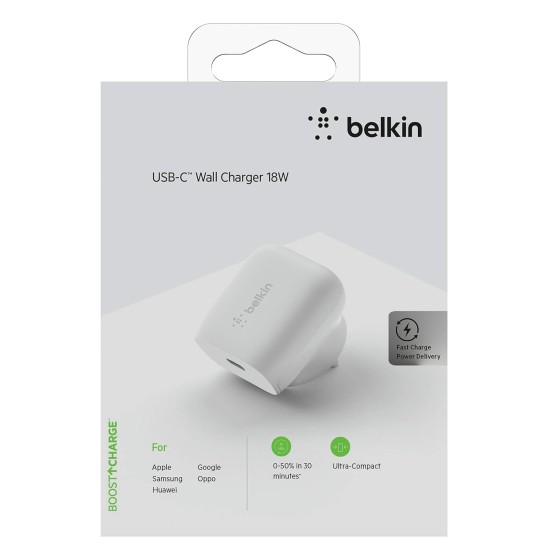 Belkin 18W USB Type C Adapter (iPhone Fast Charger for All iPhone 14, iPhone 13, Iphone12 Models, Ipad Pro and Type-C Android Cellular Phones - White Belkin 18W USB Type C Adapter (iPhone Fast Charger for All iPhone 14, iPhone 13, Iphone12 Models, Ipad Pro and Type-C Android Cellular Phones - White