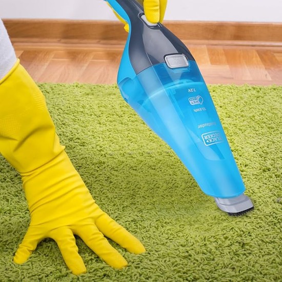 BLACK+DECKER WDC215WA-QW 7.2 V,10.8W Lithium-Ion Wet and Dry Cordless Dustbuster Handheld Vacuum Cleaner (Blue)-Charge Fully Before Using