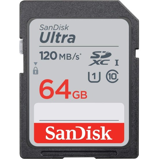SanDisk 64GB Ultra SDXC UHS-I Memory Card - 120MB/s, C10, U1, Full HD, SD Card - SDSDUN4-064G-GN6IN SanDisk 64GB Ultra SDXC UHS-I Memory Card - 120MB/s, C10, U1, Full HD, SD Card - SDSDUN4-064G-GN6IN