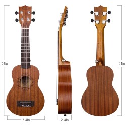 JUAREZ EtÃ©reo 21" Soprano Ukulele, Sapele Top & Body, Aquila Italian Strings, Black Diecast Machine, Rosewood Fretboard & Bridge with Gig Bag, 2 Picks, Digital Tuner, Natural