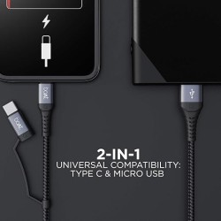 boAt Deuce USB 300 2 in 1 Type-C & Micro USB Stress Resistant, Tangle-Free, Sturdy with 3A Fast Charging Cable & 480mbps Data Transmission, 10000+ Bends Lifespan & Extended 1.5m Length(Martian Red) boAt Deuce USB 300 2 in 1 Type-C & Micro USB Stress Resistant, Tangle-Free, Sturdy with 3A Fast Charging Cable & 480mbps Data Transmission, 10000+ Bends Lifespan & Extended 1.5m Length(Martian Red)