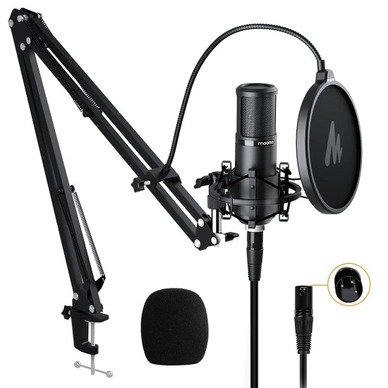 MAONO AU-PM320S Professional XLR Condenser Microphone Kit, Cardioid Vocal Studio Recording Mic for Streaming, Voice Over, Project, Home-Studio MAONO AU-PM320S Professional XLR Condenser Microphone Kit, Cardioid Vocal Studio Recording Mic for Streaming, Voice Over, Project, Home-Studio
