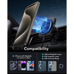 ESR HaloLock 15W Magsafe Car Charger, Wireless Magnetic Car Charger, Magnetic Car Phone Holder Compatible with iPhone 15/15 Plus/15 Pro/15 Pro Max and 14/13/12 Series, Black ESR HaloLock 15W Magsafe Car Charger, Wireless Magnetic Car Charger, Magnetic Car Phone Holder Compatible with iPhone 15/15 Plus/15 Pro/15 Pro Max and 14/13/12 Series, Black