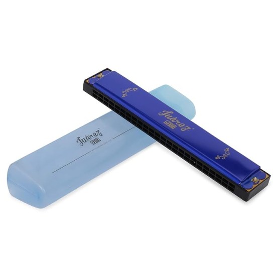 JUAREZ Junior JJ24HB 24 Holes Harmonica Key of C Scale | Mouth Organ | Cover - Aluminium | Comb - Abs | Reed – Brass JUAREZ Junior JJ24HB 24 Holes Harmonica Key of C Scale | Mouth Organ | Cover - Aluminium | Comb - Abs | Reed – Brass